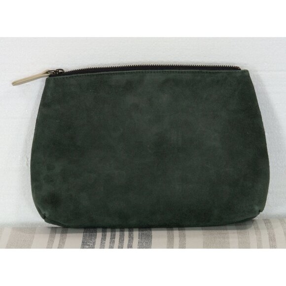 BRUNELLO CUCINELLI DARK GREEN SUEDE COSMETIC BAG - Picture 2 of 5